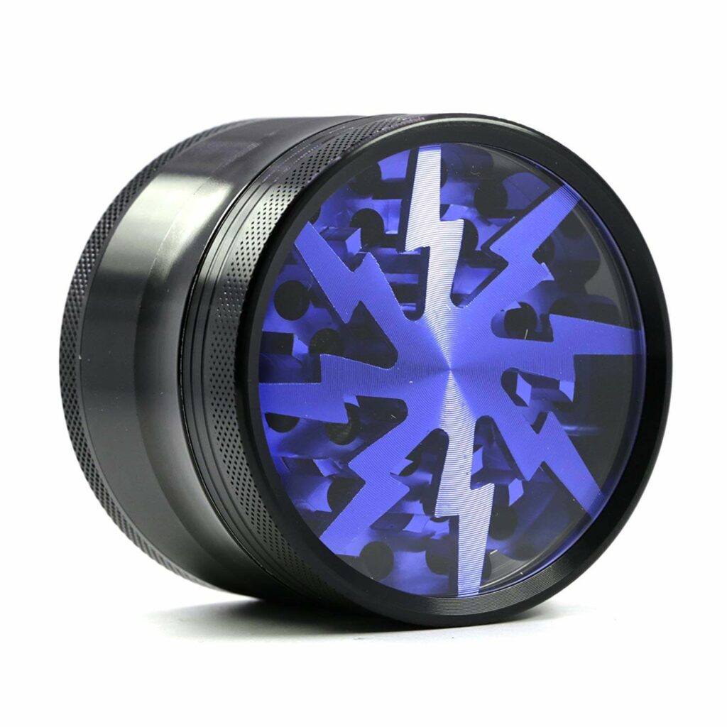 Aluminum Lightning Pattern Clear Top Weed Grinder