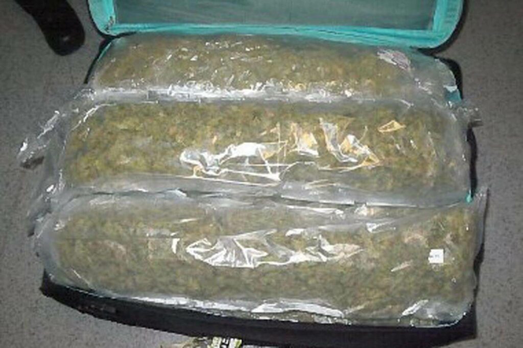 26 pounds of cannabis stuffed into a suitcase