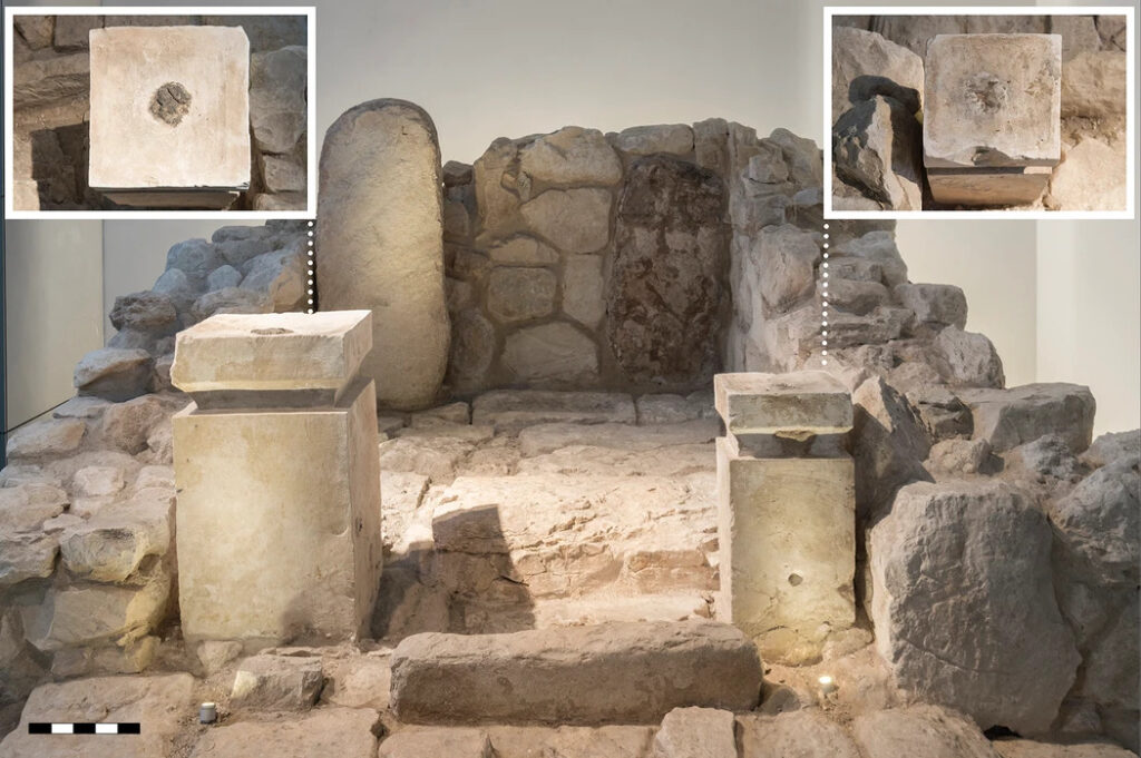 The Taller Altar With Frankincense (Left) and the Shorter Altar With Cannabis (Right) on Display at the Israel Museum, in the Holy of Holies